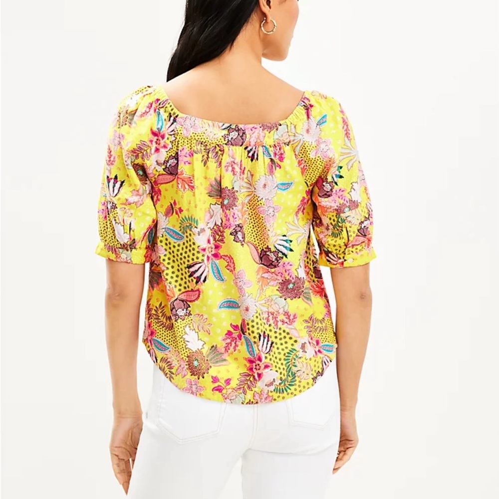 Floral Patchwork Puff Sleeve Blouse - image 2